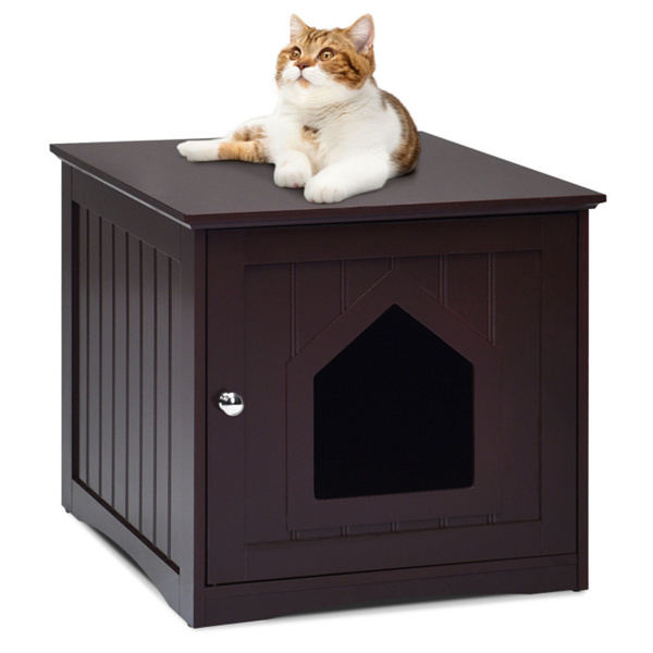 20“棕色木制猫砂盒茶几（amazon shipping-发货，WALMART禁止销售）周末不发货-1