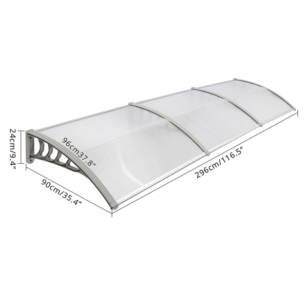  120*38in 透明板灰色支架 雨篷 塑料支架 阳光板 前后铝条-13