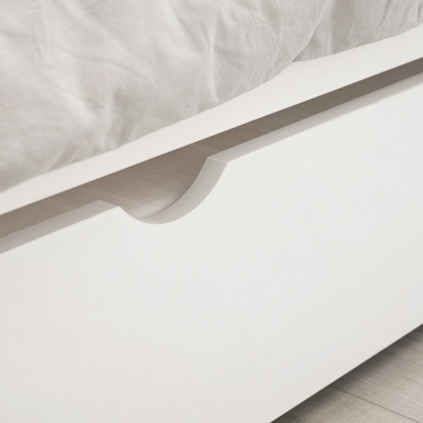  单层床 带拖床 白色 twin 木床 松木 刨花板拖床 N101 美国-16
