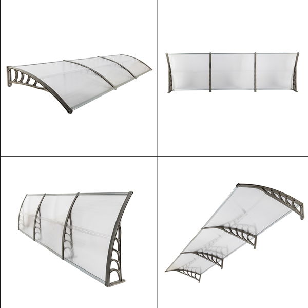  120*38in 透明板灰色支架 雨篷 塑料支架 阳光板 前后铝条-16