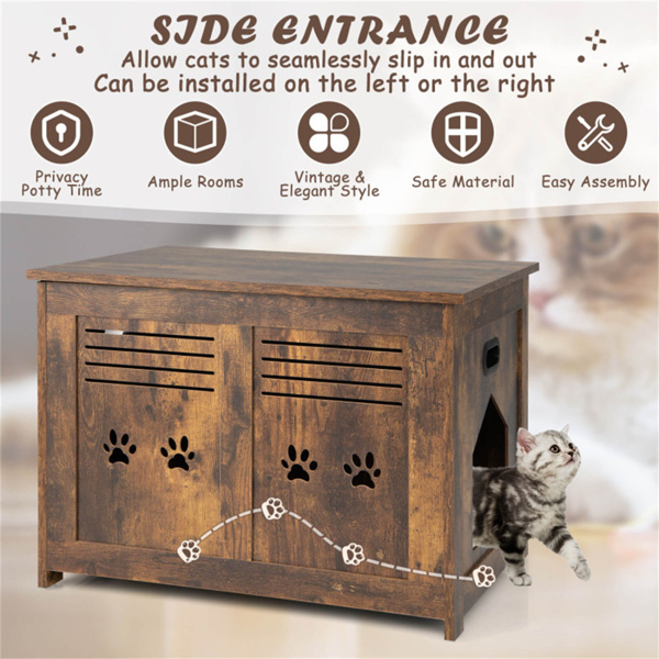 27.5“猫砂盒，猫屋宠物用品，带侧门，咖啡桌，茶几或床头柜-6
