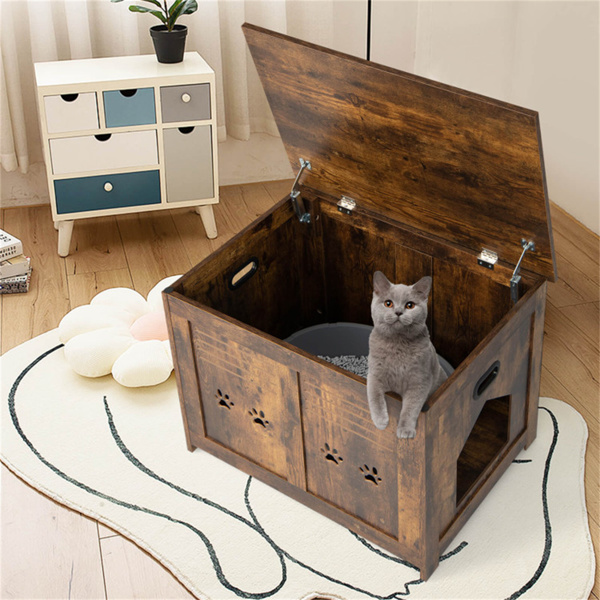 27.5“猫砂盒，猫屋宠物用品，带侧门，咖啡桌，茶几或床头柜-7