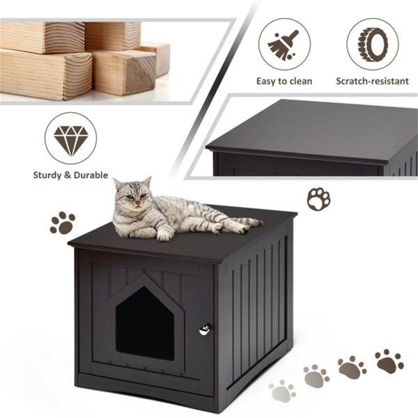 20“棕色木制猫砂盒茶几（amazon shipping-发货，WALMART禁止销售）周末不发货-5