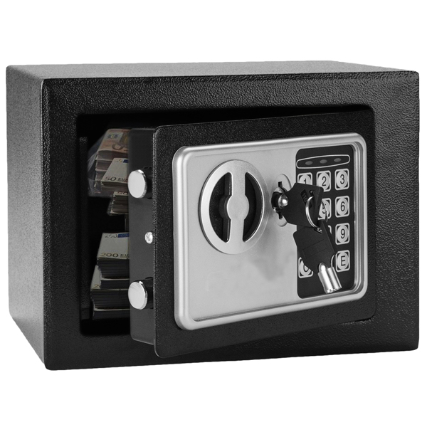 17E家用 电子密码保险箱 黑色箱体 银灰色面板-5