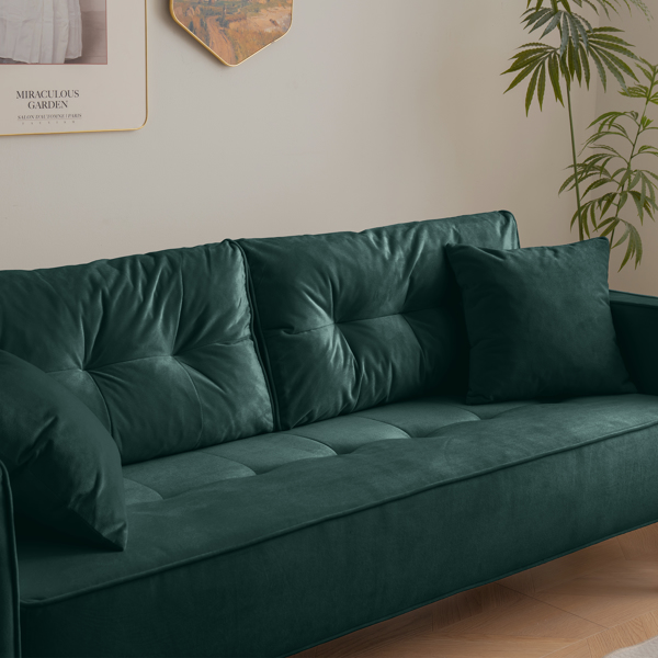 70 英寸天鹅绒沙发豪华现代软垫 3 座沙发，带 2 个枕头，适合客厅、公寓和小空间-7