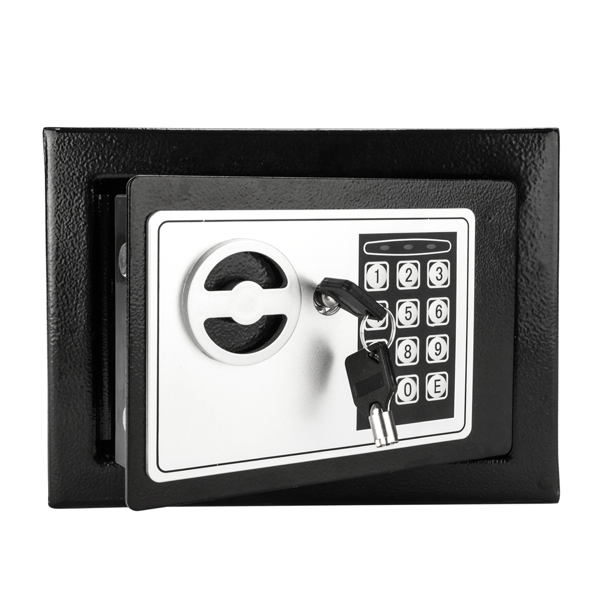 17E家用 电子密码保险箱 黑色箱体 银灰色面板-34