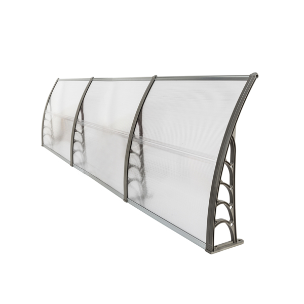  120*38in 透明板灰色支架 雨篷 塑料支架 阳光板 前后铝条-30