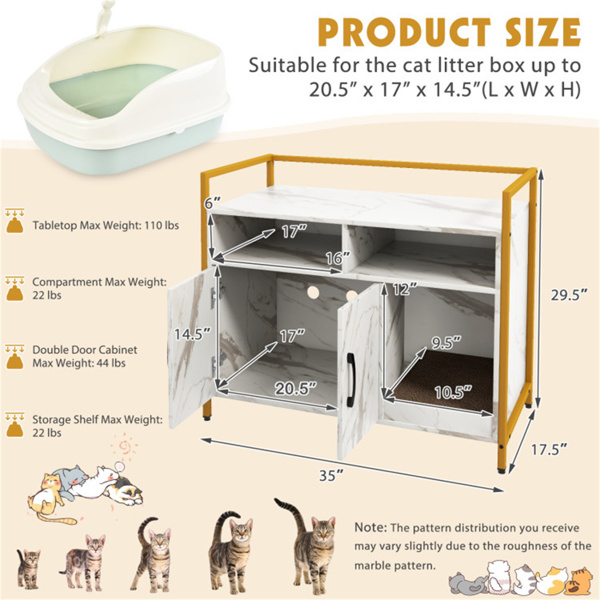 White litter box, cat toilet, double door side table, locker-5