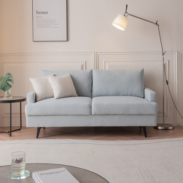 64 英寸 W 布艺软垫双人沙发，带金属腿/高弹性海绵沙发，适用于客厅、卧室、公寓-1