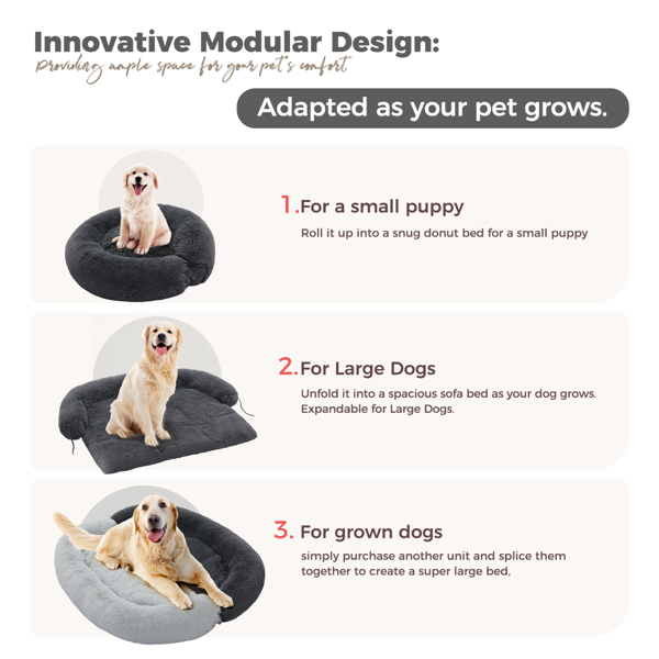 狗床大型狗，蓬松的狗床沙发套，平静的大型狗床，可清洗的家具保护狗垫，非常适合小型、中型和大型狗和猫，深灰色-2