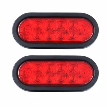 2个10 LED红色6“椭圆形拖车灯停止转弯尾车密封索环插头DOT