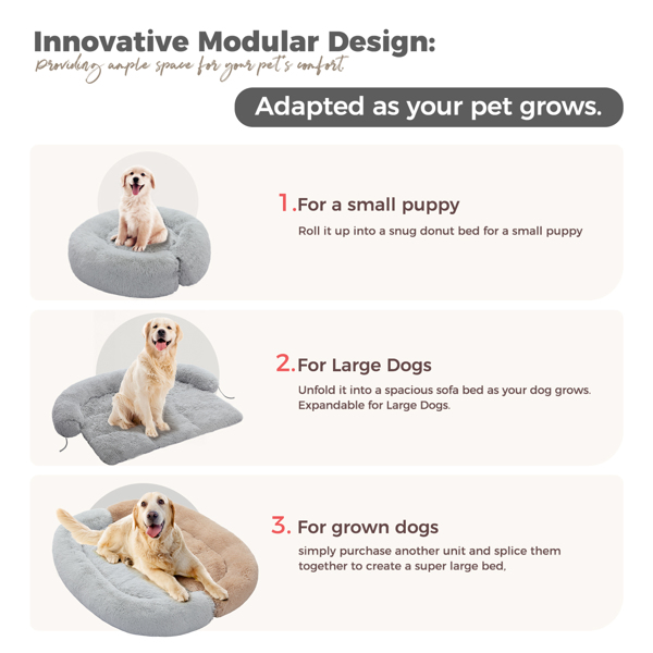 狗床大型狗，蓬松的狗床沙发套，平静的大型狗床，可清洗的家具保护狗垫，非常适合小型、中型和大型狗和猫，灰色-4