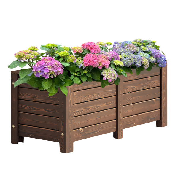 用于种植花卉的木制花园床，花盆花园箱户外花盆箱，用于露台、阳台的木制容器园艺花盆凸起床（39.47in*19.68in*19.68英寸）-1