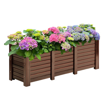用于种植花卉的木制花园床，花盆花园箱户外花盆箱，用于露台、阳台的木制容器园艺花盆凸起床（62.99英寸*19.68英寸*23.62英寸）