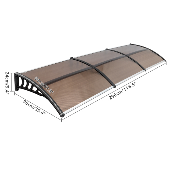 120*38in 棕色板黑色支架 雨篷 塑料支架 阳光板 前后铝条-13