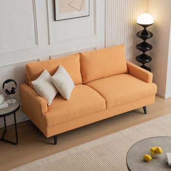 64 英寸 W 布艺软垫双人沙发，带金属腿/高弹性海绵沙发，适用于客厅、卧室、公寓