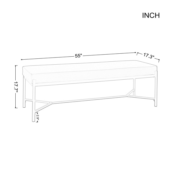 55英寸长软垫长凳天鹅绒床凳末端，用于卧室，客厅或入口通道-4
