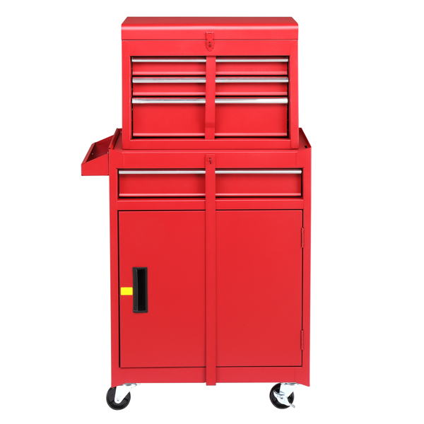 4抽带柜  带锁 330lb 钢制 维修工具车 红色-1