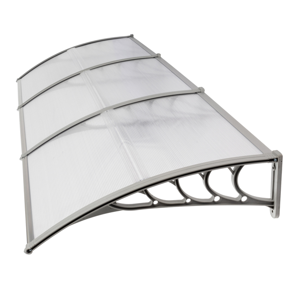  120*38in 透明板灰色支架 雨篷 塑料支架 阳光板 前后铝条-7