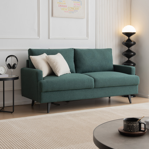 64 英寸 W 布艺软垫双人沙发，带金属腿/高弹性海绵沙发，适用于客厅、卧室、公寓-2