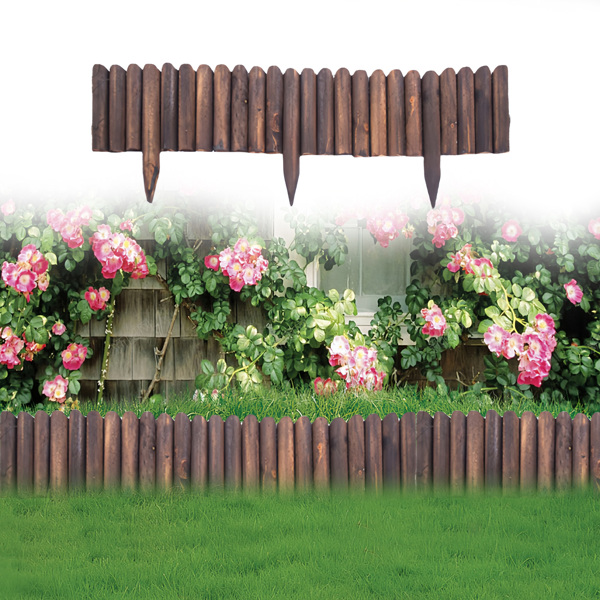 两包花园木栅栏，木质景观镶边11.81英寸高x 47.24英寸长，短栅栏户外花园草坪景观镶边柔性装饰镶边树栅栏（47.24英寸*11.81英寸）-1