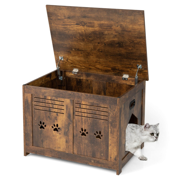 27.5“猫砂盒，猫屋宠物用品，带侧门，咖啡桌，茶几或床头柜-5