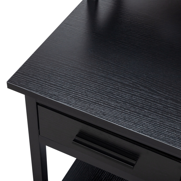  黑色木纹 刨花板 带无纺布抽 140*50*86cm 多层架 电脑桌 带电插座2个USB 2个电源接口 N001-3
