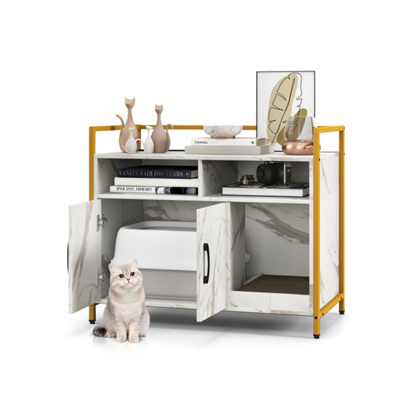 White litter box, cat toilet, double door side table, locker-2