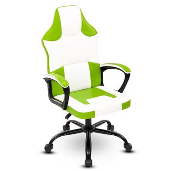 成人游戏椅，带扶手的游戏椅办公椅，可调节高度的儿童游戏椅，带轮子的舒适电脑椅电竞椅，绿色