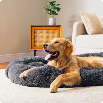 狗床大型狗，蓬松的狗床沙发套，平静的大型狗床，可清洗的家具保护狗垫，非常适合小型、中型和大型狗和猫，深灰色