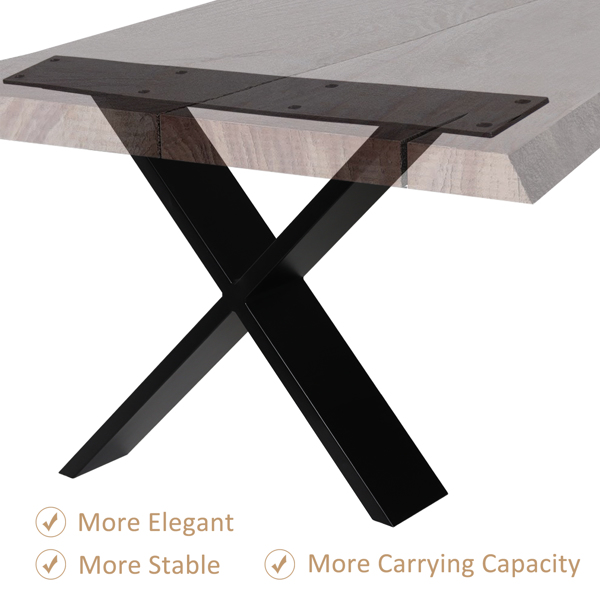 黑色桌框、X 型桌架、黑色桌腿、61 厘米咖啡桌腿、DIY 长凳用桌底、餐桌、床头柜、长凳、两件式-3