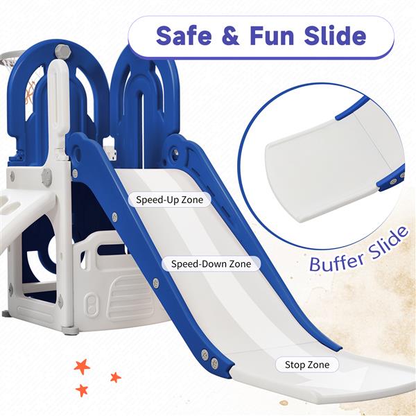 幼儿攀爬架和滑梯套装 4 合 1，儿童游乐场攀爬架独立式滑梯玩具套装带篮球架组合，适合婴儿室内和室外-7