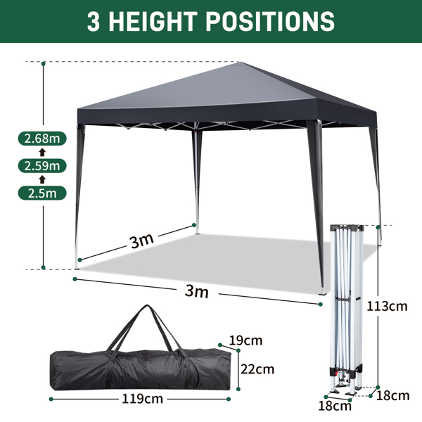  10*10ft 深灰色 无围布 折叠棚 牛津布   喷塑铁管 LT 便携-2