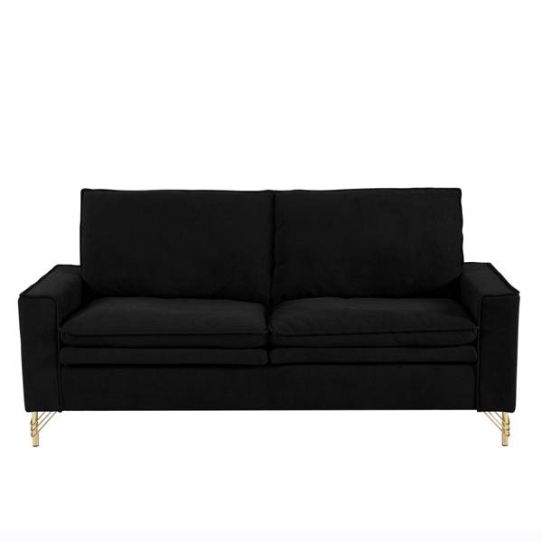 黑色，绒布室内双人沙发，金属脚，199.5*80.5*97cm-4