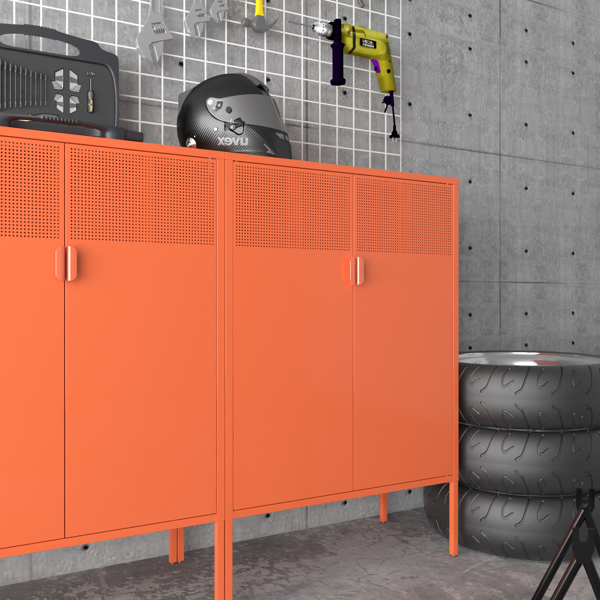 钢制储物柜，可调层压板，侧柜，鞋柜，橙色储物柜-8