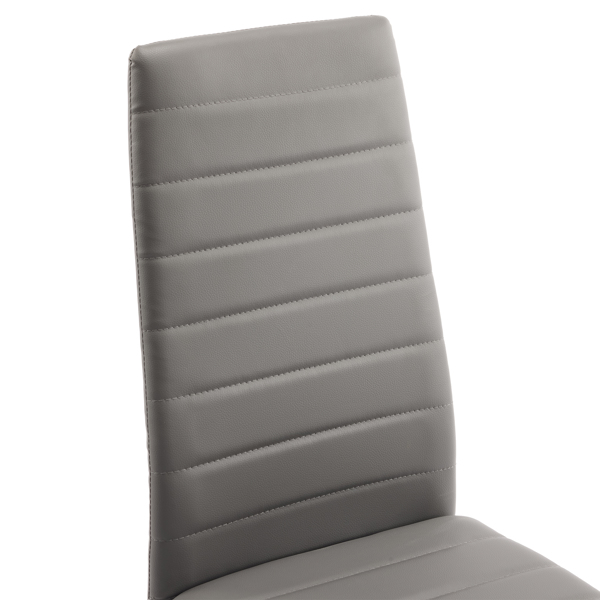  6pcs 靠背坐垫横线缝纫装饰 PU革 餐椅 圆管 灰色 N201-9