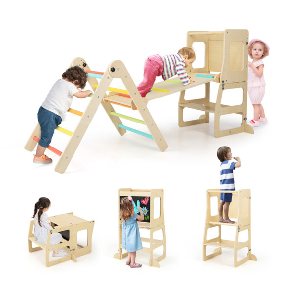 木制儿童攀爬玩具连接桌椅套装（amazon shipping-发货，WALMART禁止销售）-1
