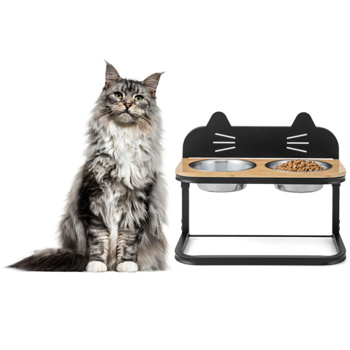 宠物喂食器，有2个不锈钢碗，高度可调，适合猫和中小型狗（amazon shipping-发货，WALMART禁止销售）