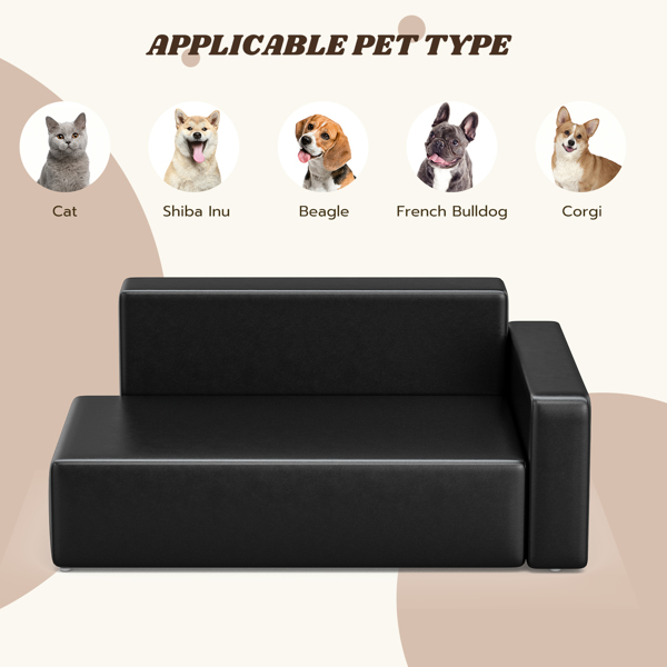 现代狗沙发 适合中小型犬的 PU 皮革坚固狗沙发 适合猫和小动物的防水宠物沙发-6