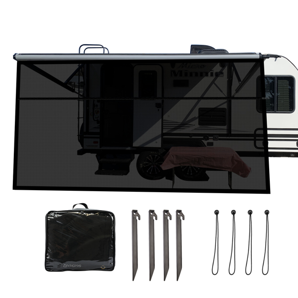 8'x12.3'  黑色  房车遮阳网布  PVC/涤纶丝 房车遮阳网布-1