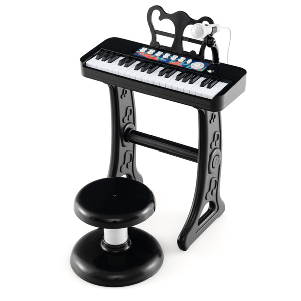 儿童钢琴，键盘37键儿童玩具键盘钢琴与麦克风 黑色（amazon shipping-发货，WALMART禁止销售）-1