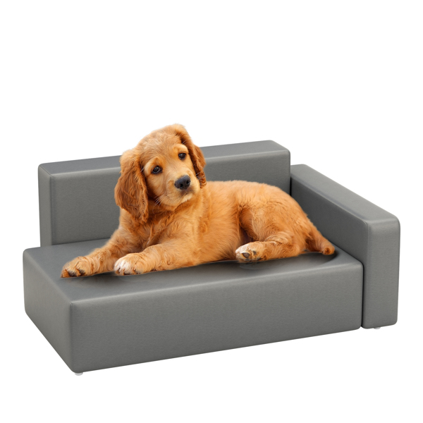 现代狗沙发 适合中小型犬的 PU 皮革坚固狗沙发 适合猫和小动物的防水宠物沙发-3