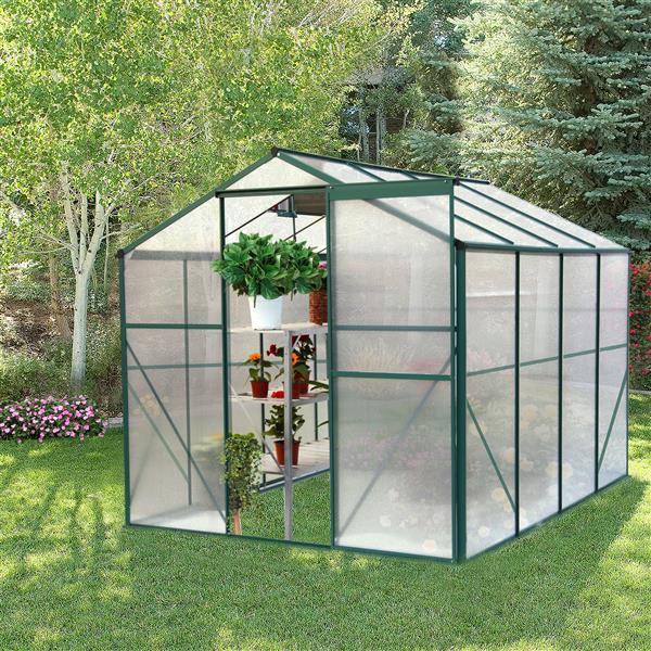聚碳酸酯温室，6 英尺 x 8 英尺重型步入式植物园温室，适用于后院/户外-5