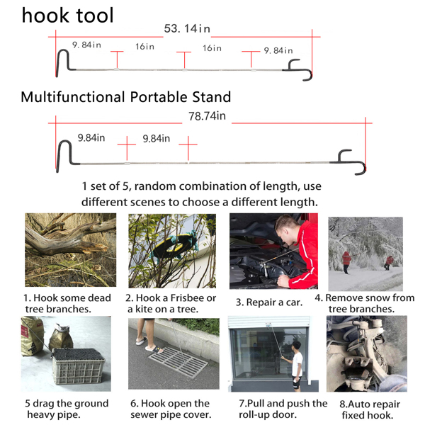 长距离工具户外钢轮拉拔器卡车第五推拉钩 1 件装，车库门拉钩-5