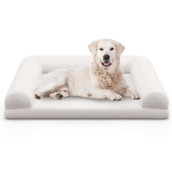 36英寸矫形狗床，鸡蛋泡沫狗箱床，3面枕和可拆卸的可洗床罩,米色（amazon shipping-发货，WALMART禁止销售）