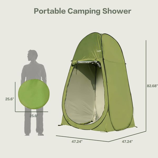 露营淋浴帐篷7英尺即时弹出隐私帐篷，便携式厕所帐篷户外更衣室，折叠营地遮阳棚海滩钓鱼-2