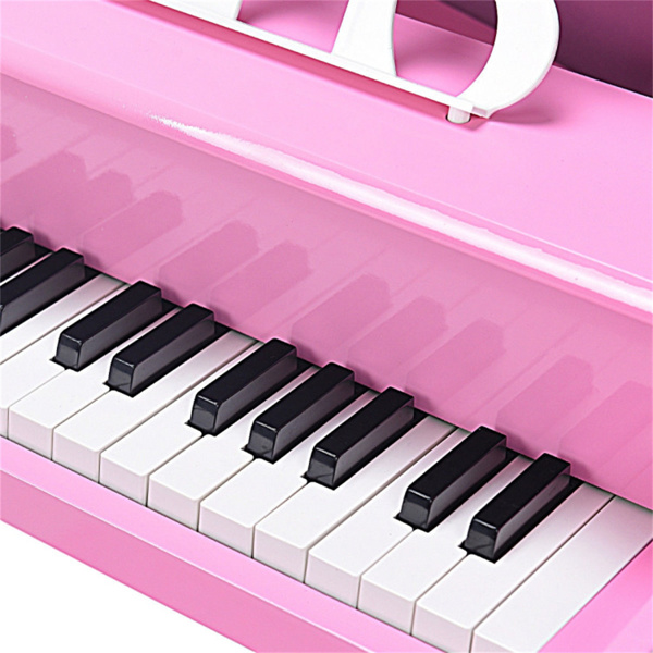 粉色儿童钢琴30键键盘玩具与长凳钢琴盖和音乐架（amazon shipping-发货，WALMART禁止销售）-9