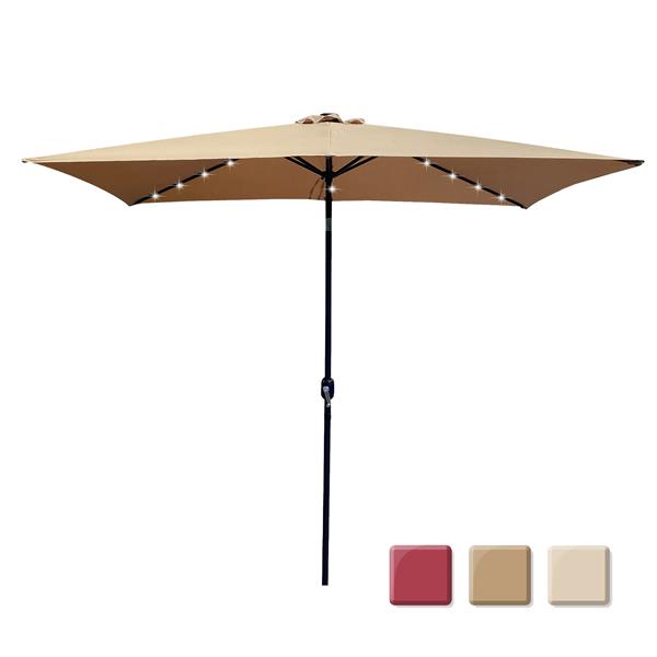 户外露台遮阳伞 10 英尺 x 6.5 英尺 矩形 带曲柄 耐候 防紫外线 防水 耐用 6 根坚固伞骨-1