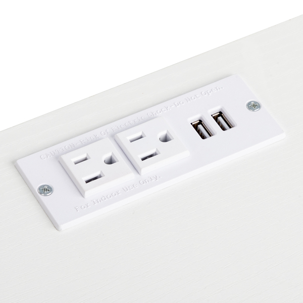  白色木纹 刨花板 带无纺布抽 140*50*86cm 多层架 电脑桌 带电插座2个USB 2个电源接口 N001-4