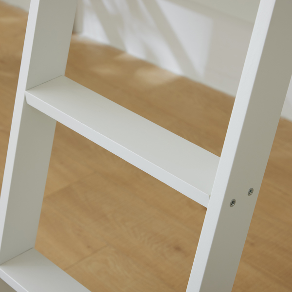 高架床 带层架 带书桌 斜梯 白色 twin 木床  松木 刨花板 N101-5